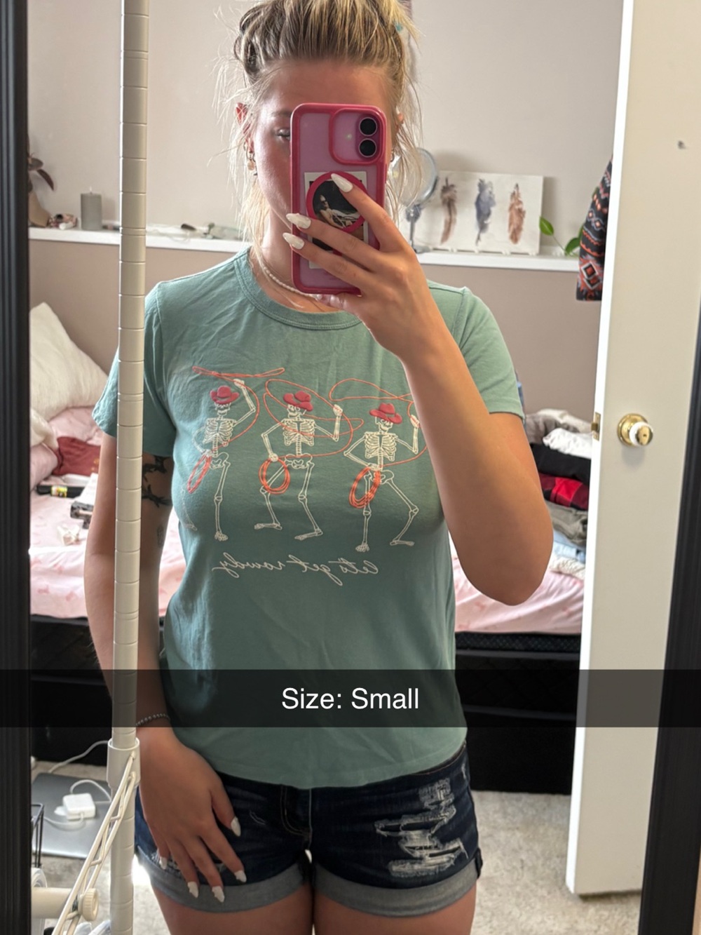 Target Teal Short-Sleeve Graphic Tee with Coral Accents - Women’s